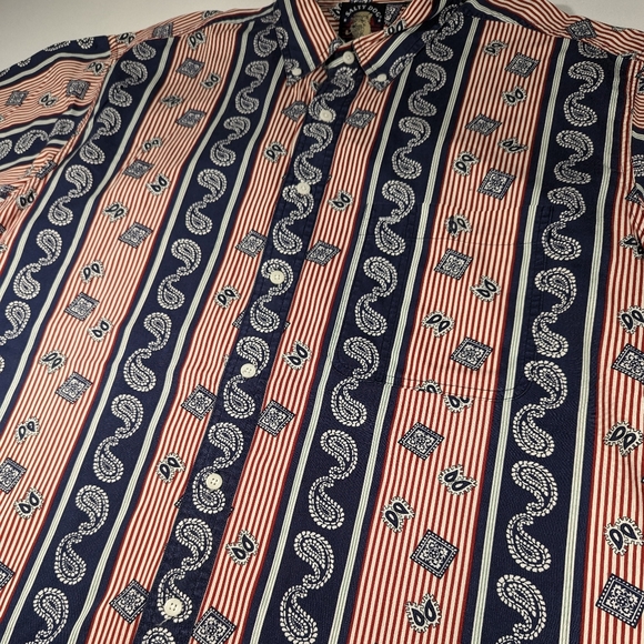 Vtg 90s Gant Salty Dog AOP All Over Print Button Up Shirt Paisley Size XLT - Picture 4 of 6